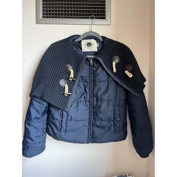 Anthropologie Daughters Of The Liberation Puffer Jacket XS Navy Fold Over XS - Picture 1 of 10